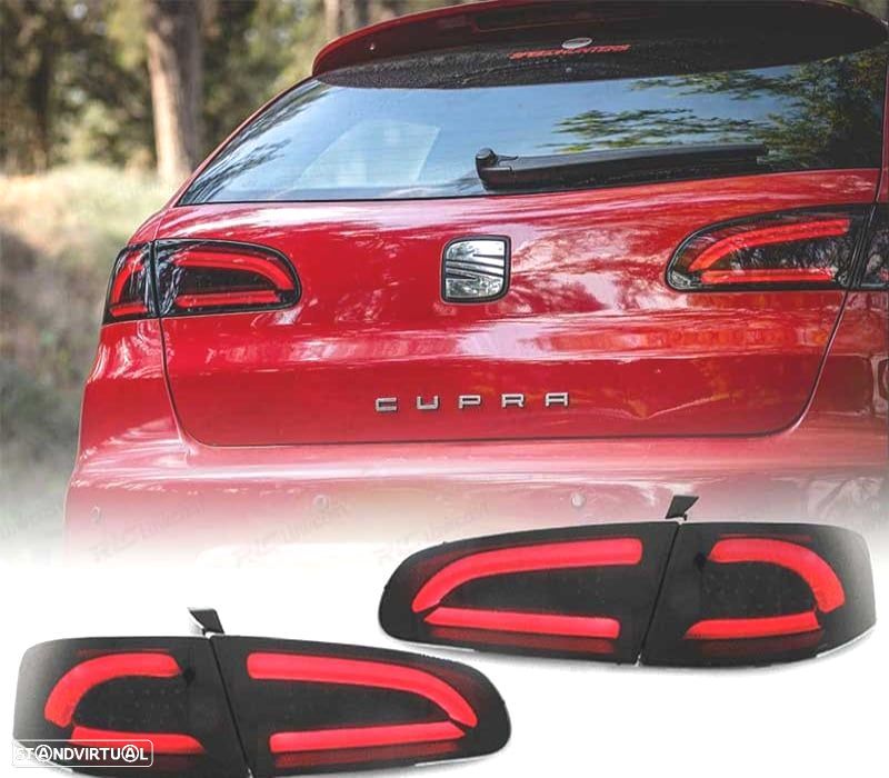 FAROLINS TRASEIROS LED LIGHTBAR SEAT IBIZA 6L 02-08 CARDNA FUNDO PRETO LED - 1