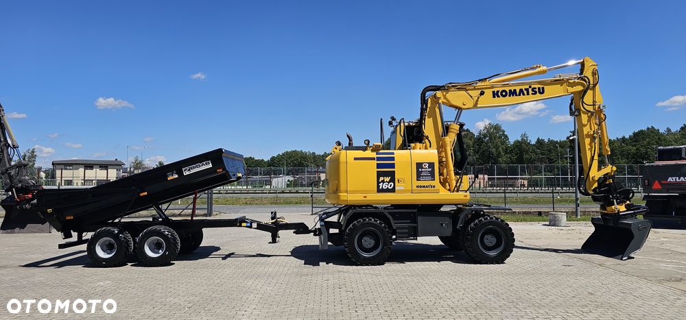 Komatsu PW160-10 ( PW 160, 148) głowica Engcon Rototilt szczypce przyczepa BIGAB BT-8 - 5