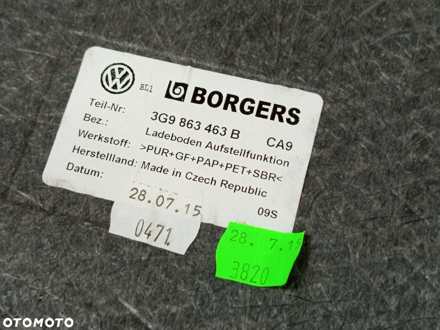 WYKŁADZINA BAGAŻNIKA VW PASSAT B8 KOMBI 3G9863463B - 5