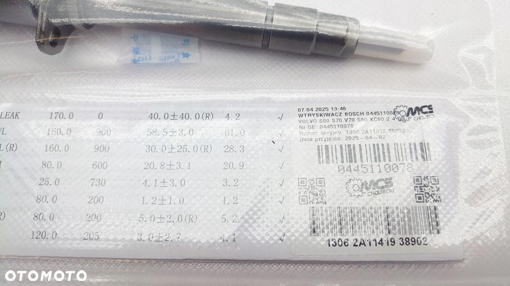 wtryskiwacz bosch 0445110078 volvo s60, v70, s80, 2.4 d5 sprawdzony - 8