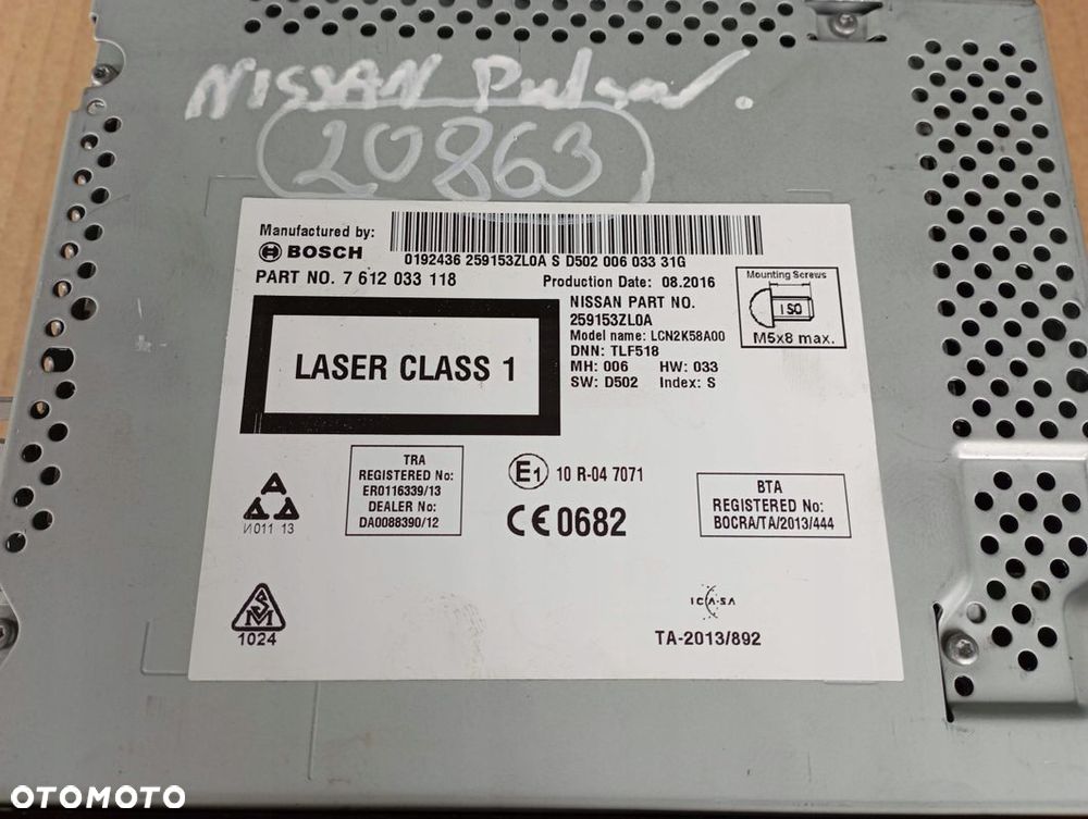 NISSAN PULSAR RADIO EKRAN WYŚWIETLACZ 259153ZL0A - 4