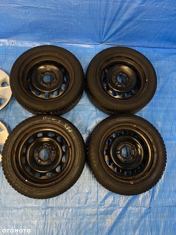 KOŁA KOŁO FELGA STALOWE 6,5J 16" 5X120; 72,6mm KOMPLET  OPONY CAŁOROCZNE RUNFLAT GOODYEAR 5,4mm  KOŁPAKI OE BMW 1 SERIA E81 E87  3 SERIA E36 E46 E90 E91 ITP. - 3