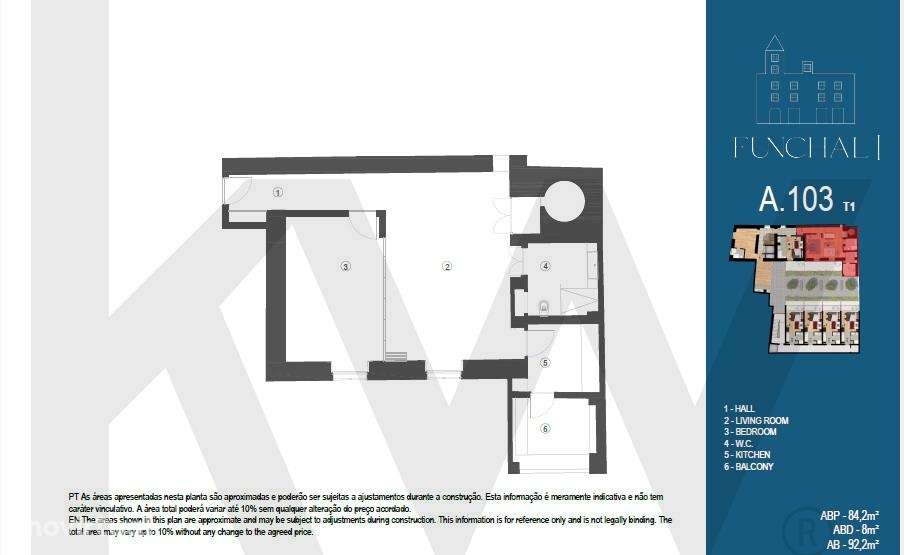 Apartamento de tipologia T1 | Funchal I | Centro do Funchal | Ilha da - Grande imagem: 2/34