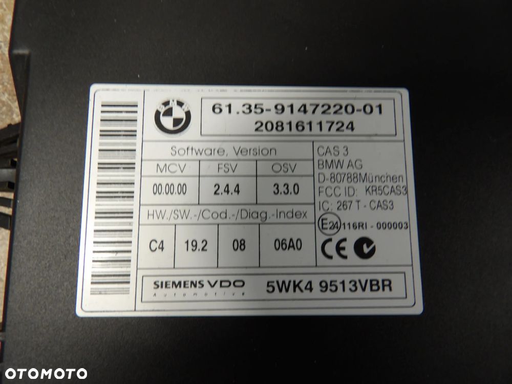 BMW - E90,E91 - MODUŁ , STEROWNIK CAS3 - 9147220 - 2