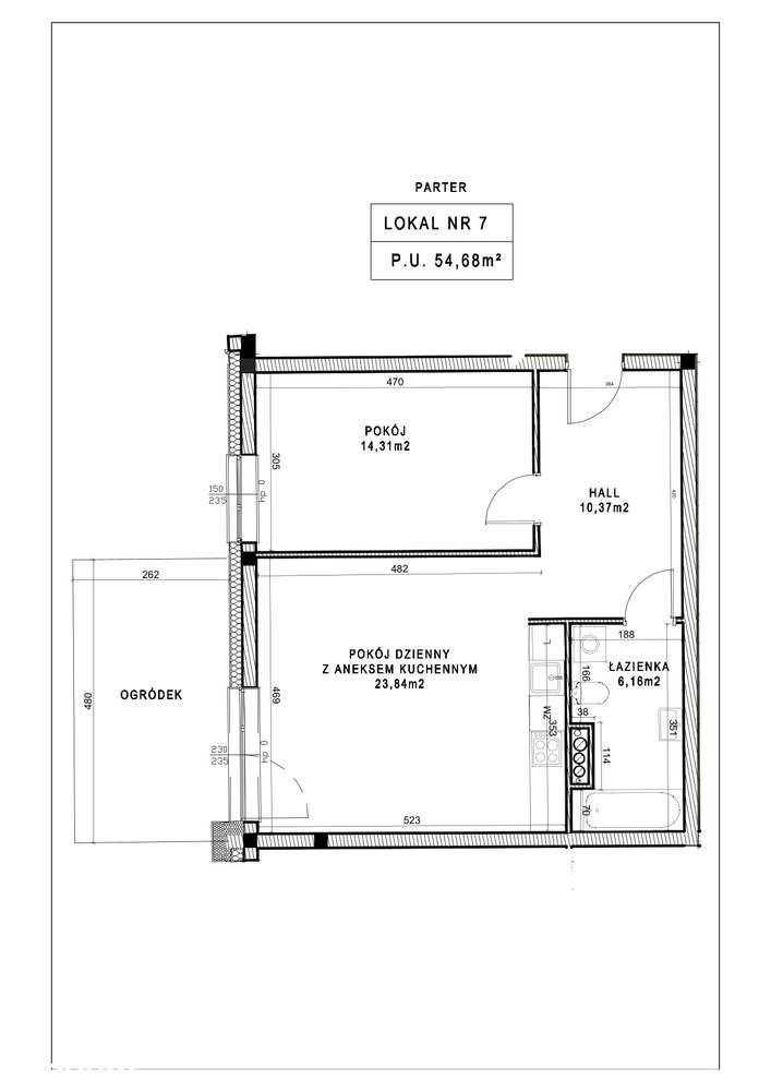 Mieszkanie Nr 7 - Parter - 54,68m2
