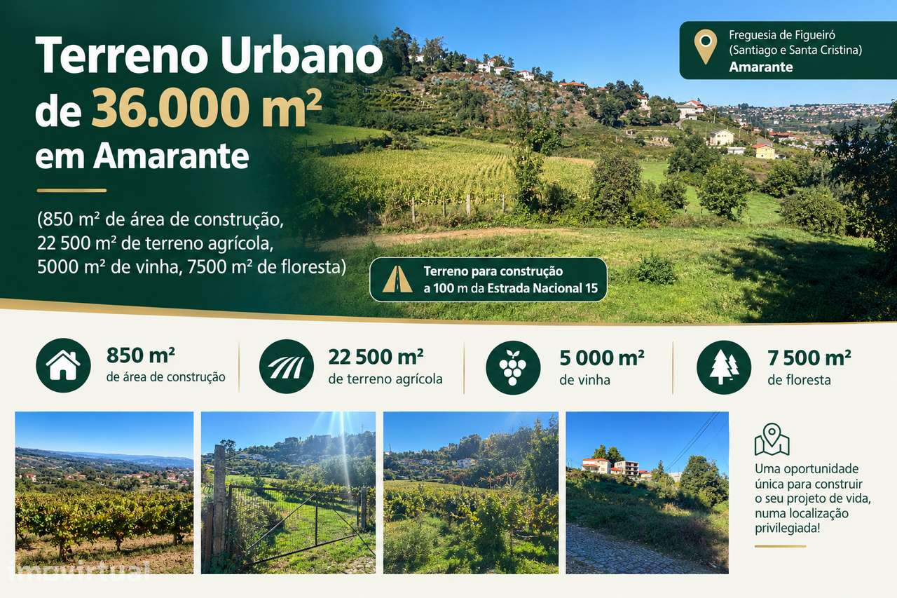 Terreno 36.000 m² em Amarante — Para Construção e Exploração Agrícola