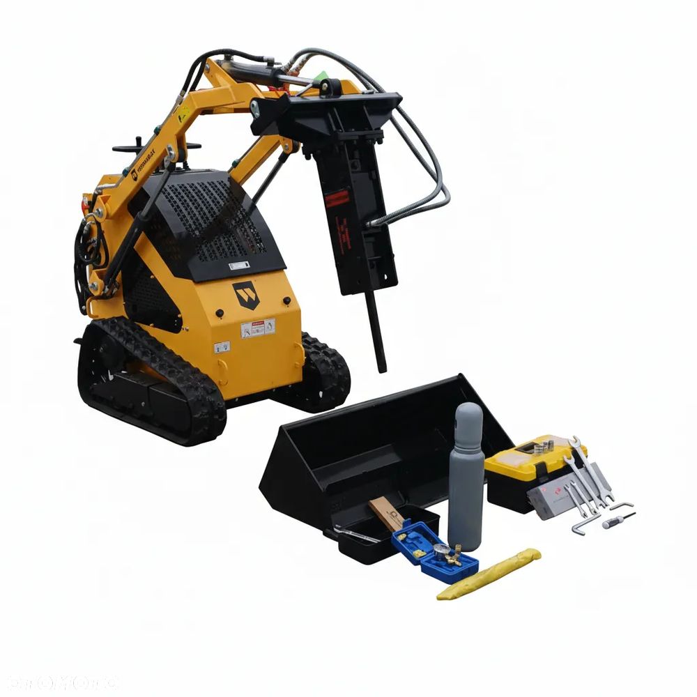 Miniładowarka Gąsienicowa Burtowa WORKMAX 360 SKID-STEER Zestaw (Łyżka + Młot) - 1