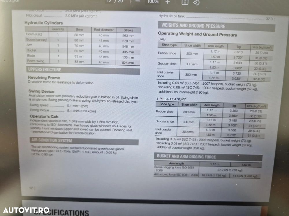 Hitachi 3,7t, ZX33U-6, cupla rapida+2 cupe excavare+cupa taluz, inst picon, Aer conditionat, lama nivelare, produs in JAPONIA, garantie 1an, posibilitate leasing-44.900 EUR+Tva - 34