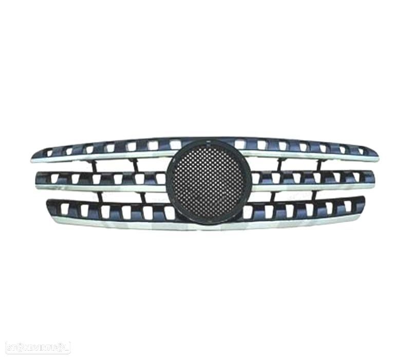 GRELHA FRONTAL MERCEDES ML W163 98-05 PRETA CROMADA - 2