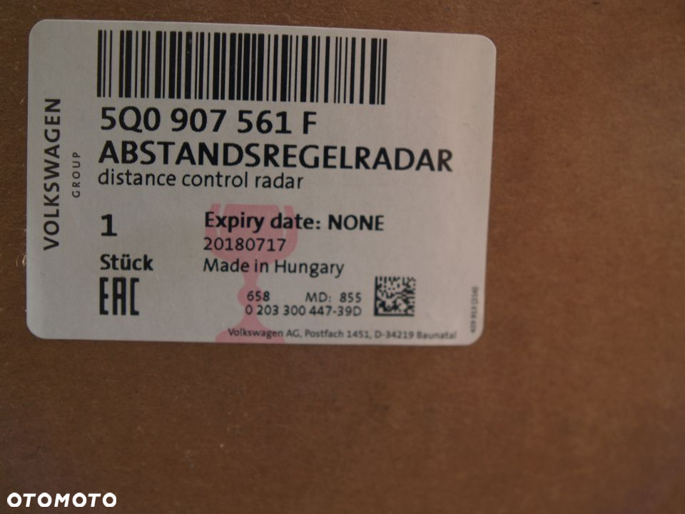 Image Radarový distronický senzor 5Q0907561D Audi Volkswagen Seat Škoda - 5Q0907561D