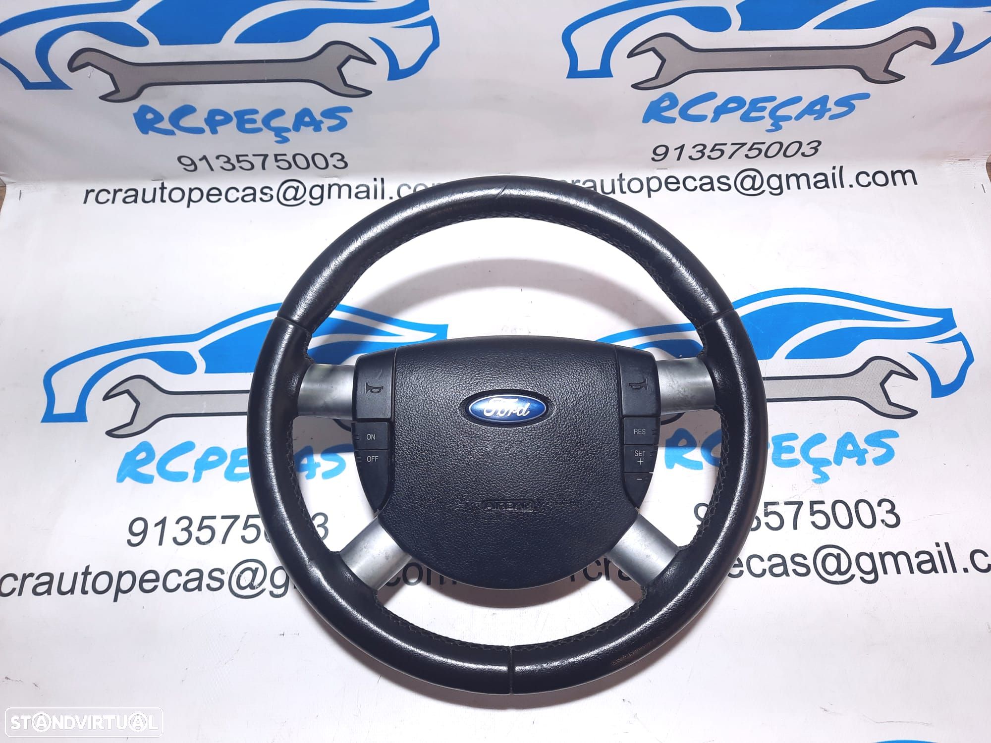 VOLANTE GUIADOR COMPLETO FORD MONDEO III 3 MK3 3S713599DCW 3S713599G PELE COMANDOS MULTIFUNÇÕES AIRBAG - 1