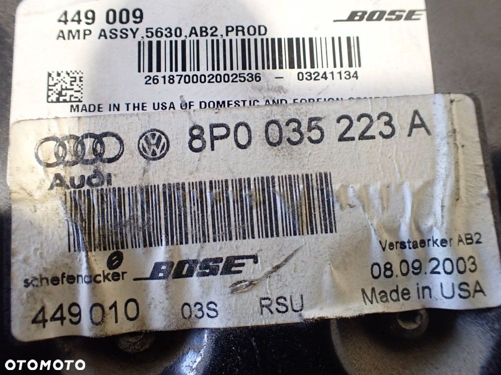 NAGŁOŚNIENIE BOSE KPL AUDI A3 8P 2.0TDI 8P3035382A  8E0035411A  8H0035411A  8P0035223A  8P0035464A - 26