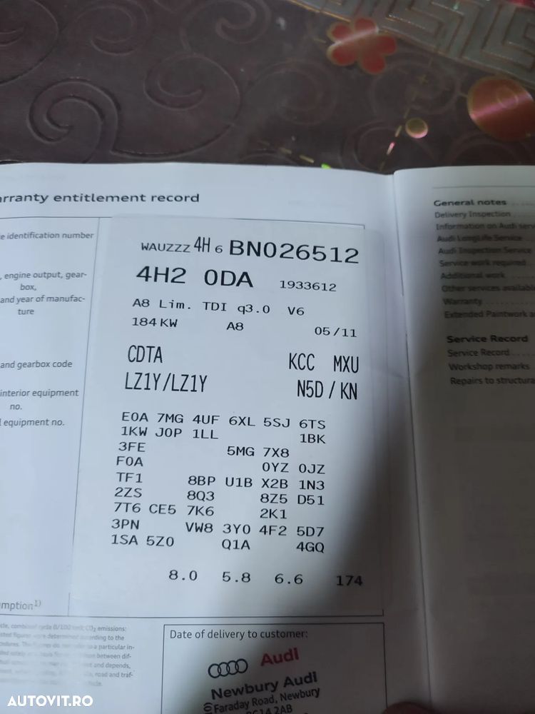 Cardan,grup diferential/planetare/punte spate/amortizoare/fuzete Audi A8 4D 4H 3.0 D CDTA - 8