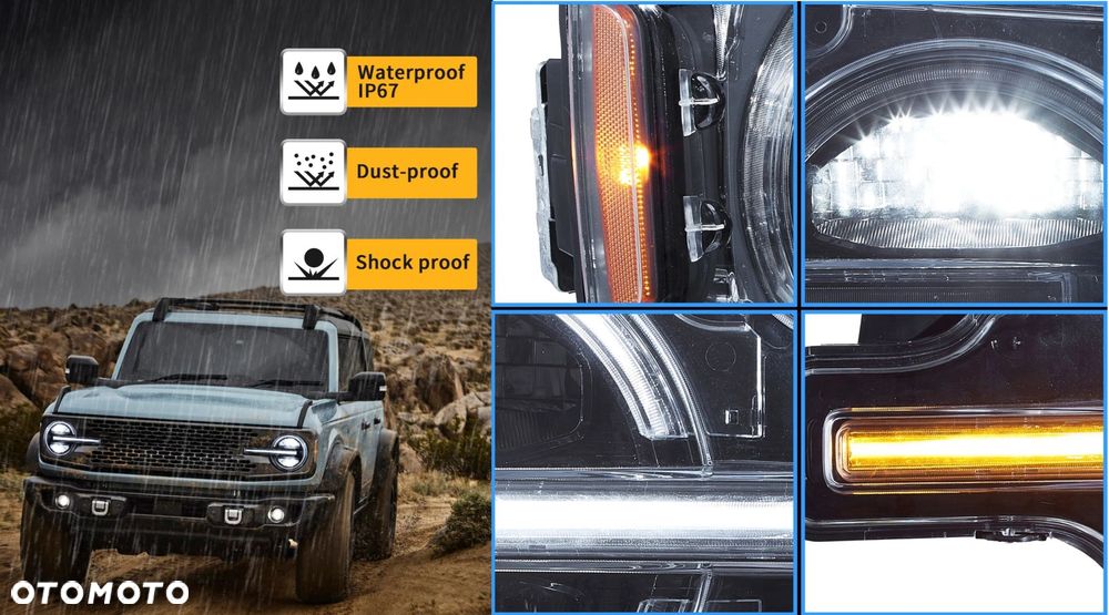 Reflektory Lampy L+R Vland LED Tuning Black Ford Bronco VI mk6 u725 - 12
