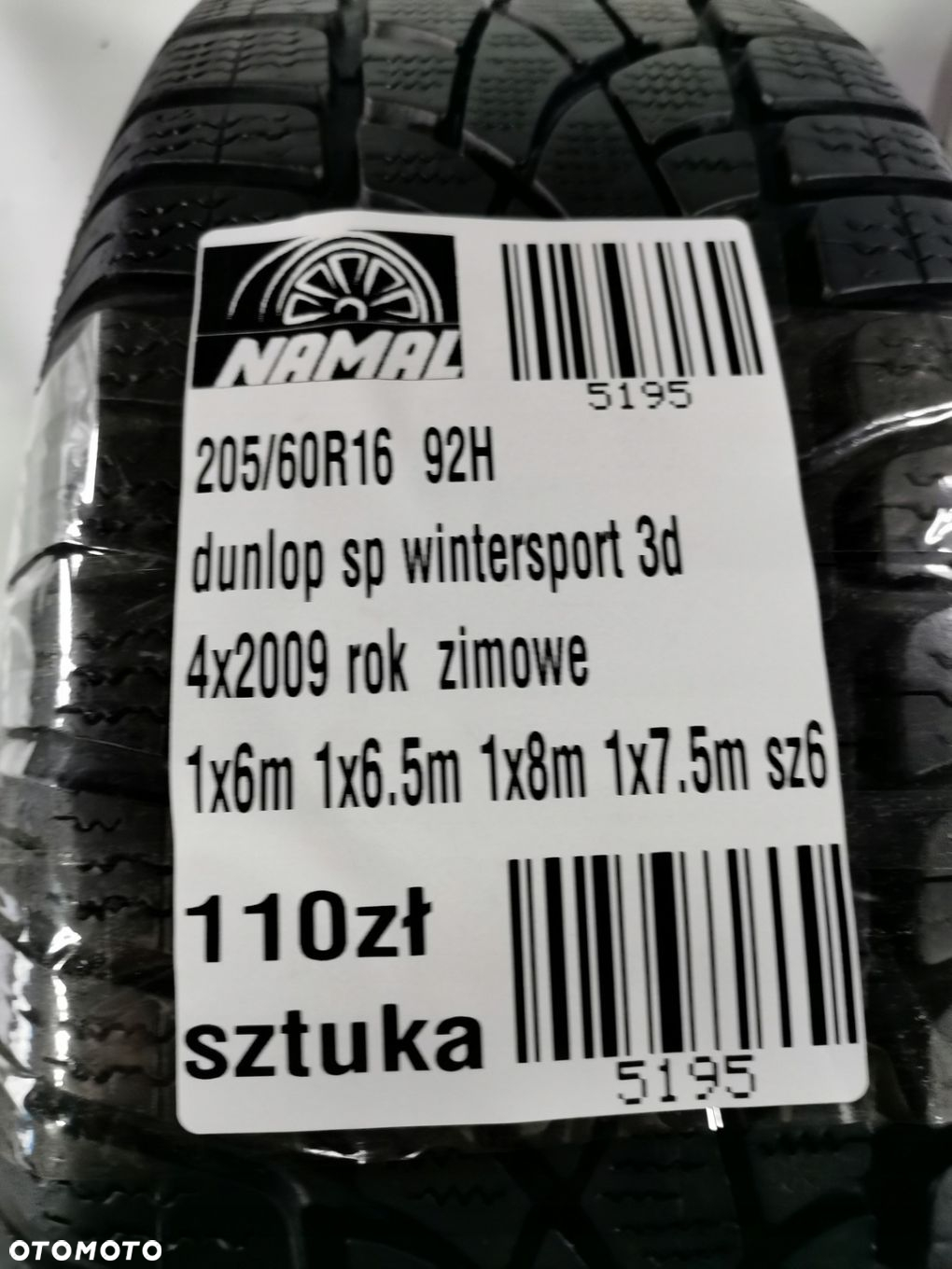 205/60r16 dunlop opony zimowe 7,5mm 5195 - 9