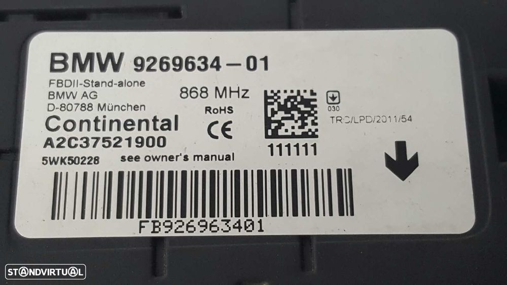 MÓDULO ELETRÓNICO BMW SERIE 1 LIM. (F20) 120D - 3