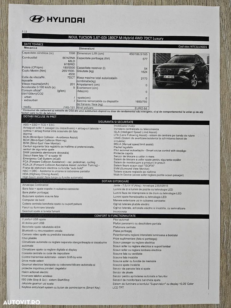 Hyundai Tucson 1.6 l MHEV 180 CP 4WD 7DCT Luxury - 27