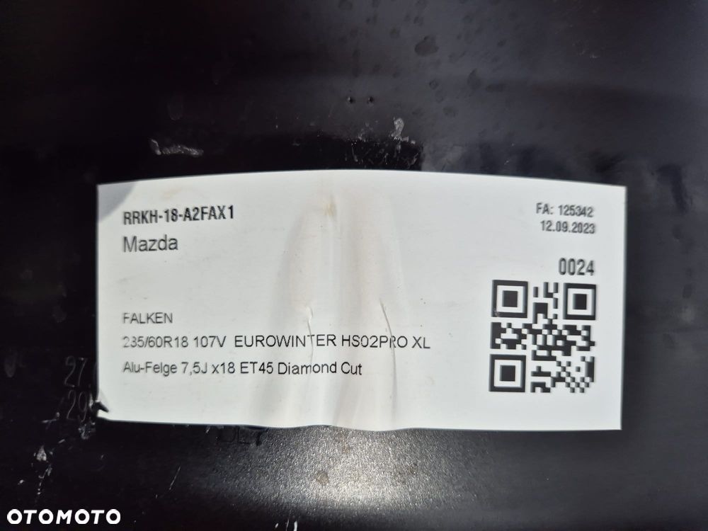 MAZDA CX60 CX-60 CX80 CX-80 Felga aluminiowa ALUFELGA 5x114,3 7,5Jx18 ET45 KSR4V3810 KBA54200 - 11