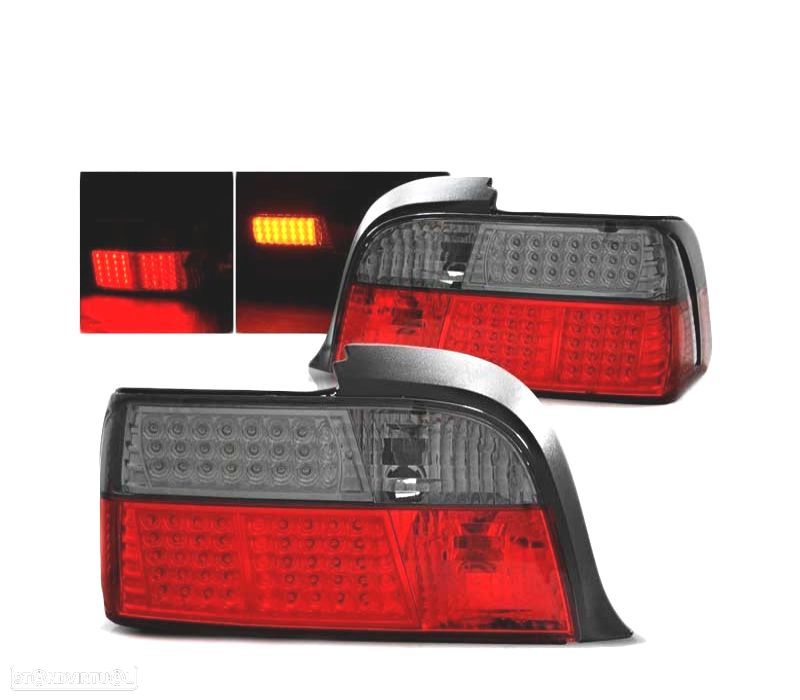 FAROLINS TRASEIROS LED PARA BMW E36 COUPÊ 90-99 RED SMOKED VERMELHO FUMADO ESCURECIDO - 1