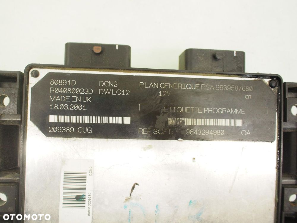 STEROWNIK PEUGEOT EXPERT I 1.9 D 70 - WJY R04080023D 9639587680 80891D - 5