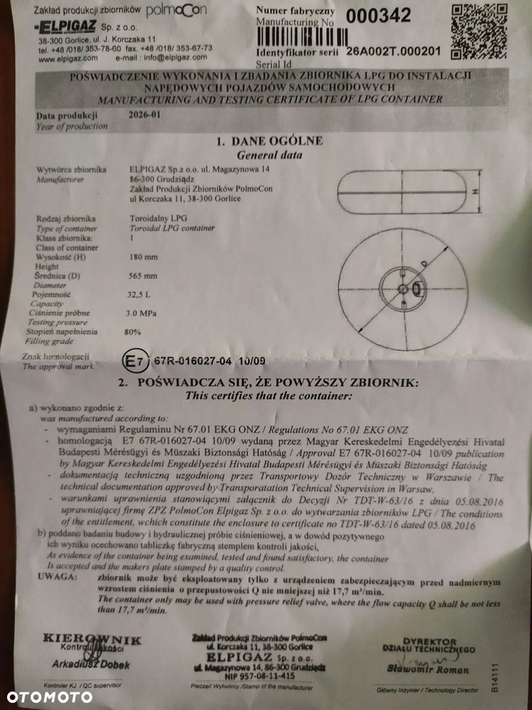 Zbiornik LPG 32,5 L - 2