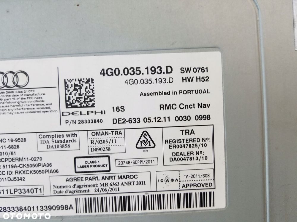 radio czytnik nawigacji audi a6 c7 4g0035193d - 3