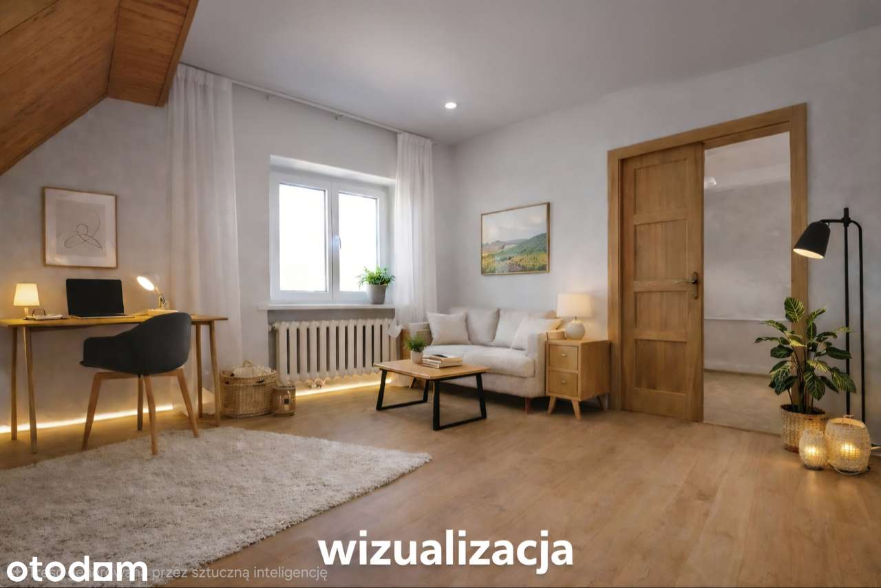52 m2/do własnej aranżacji/ogródek/parking/strych