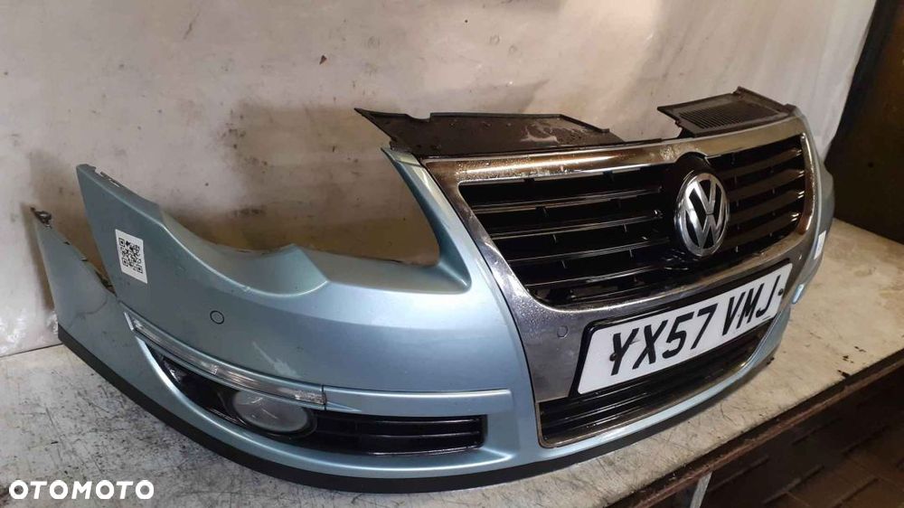+ ZDERZAK PRZÓD PRZEDNI VW VOLKSWAGEN PASSAT B6 LB5M BŁĘKITNY PDC CZUJNIKI HALOGENY - 4