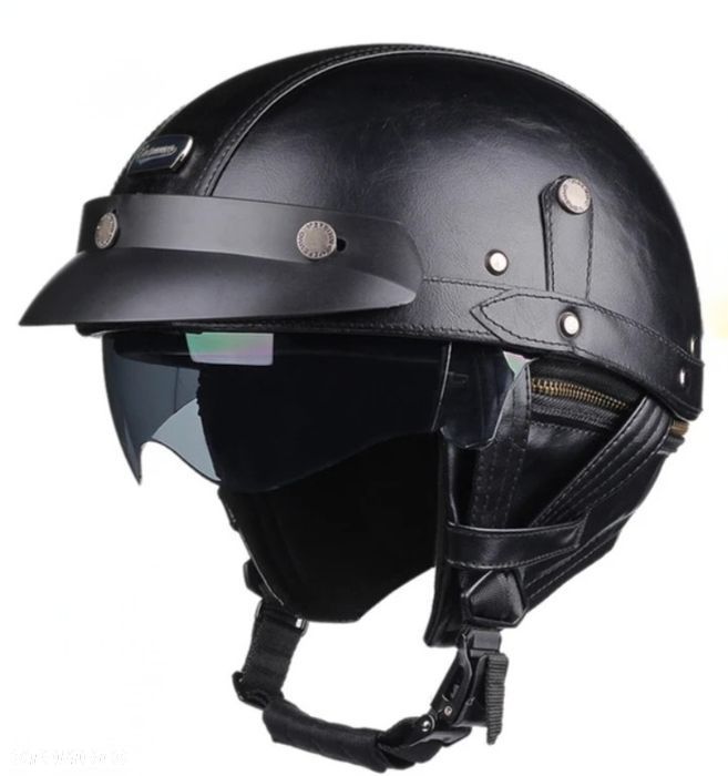 Kask motocyklowy skórzany - 1