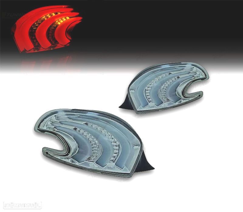 FAROLINS TRASEIROS PARA PEUGEOT 208 12-15 LIGHT BAR FUNDO CROMADO - 1