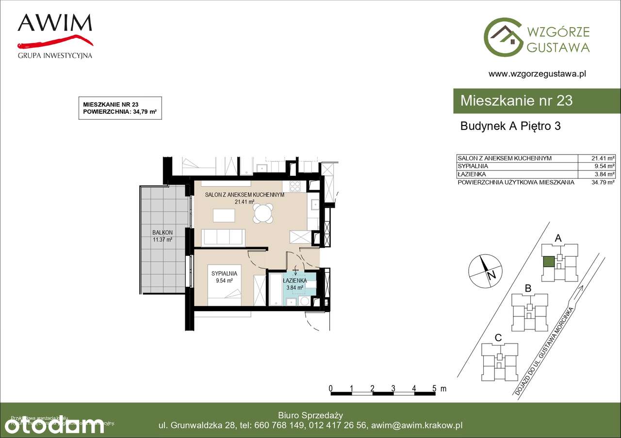 2-pokojowe mieszkanie 34,79m2+balkon_A23 - Pełny obrazek: 2/5