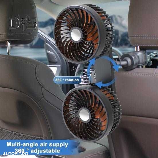 Ventilator auto,birou,etc dublu cu functie de RACIRE prin USB  12-220V - 4
