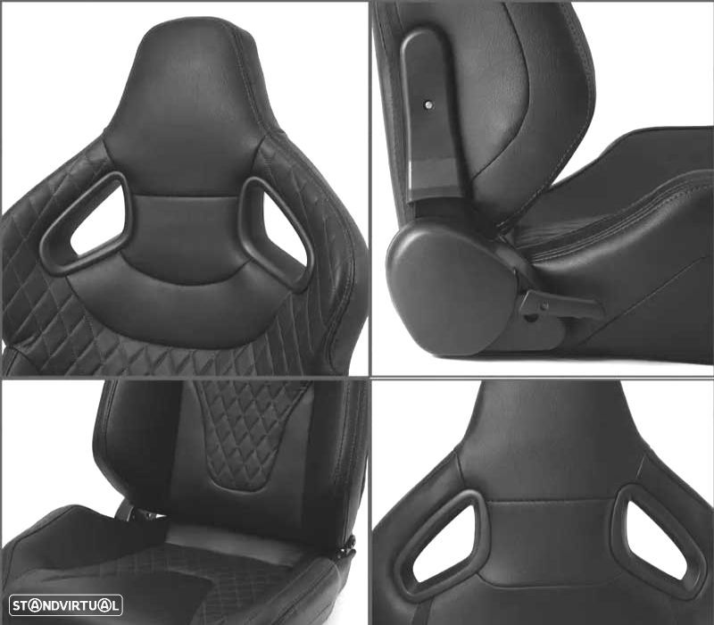 BAQUET BACKET DESPORTIVA COURO PRETA ESTILO SPORTSTER - 3