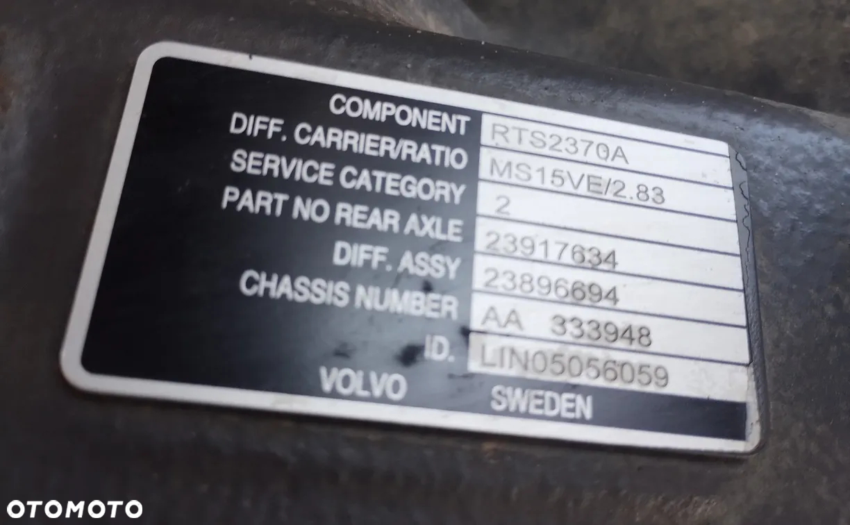 Most Mosty tylne Wózek Tandem VOLVO FH 6x4 Oś podnoszona LIFTING RTS2370A 2,83 MS15VE - 4