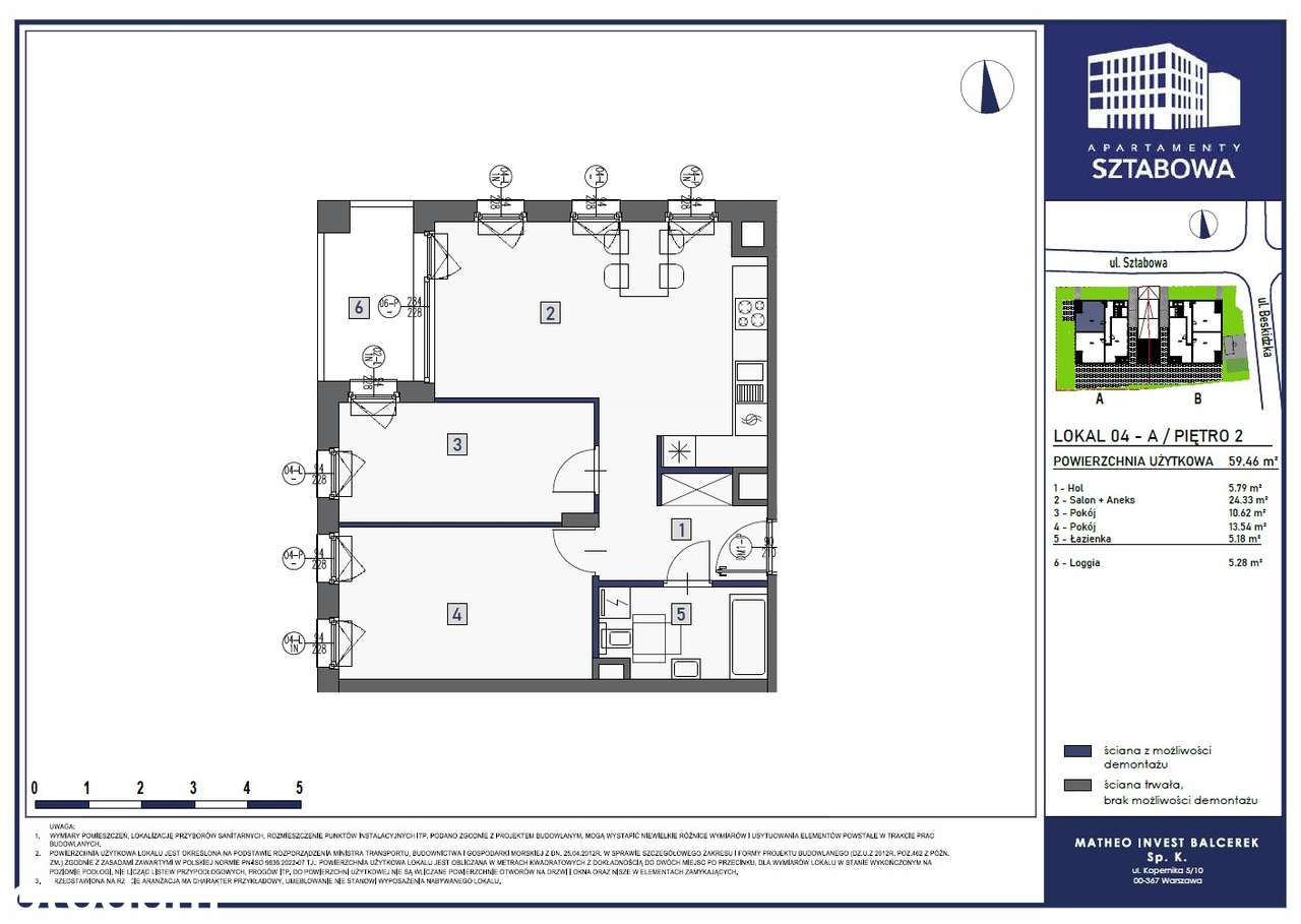 3-pokojowe mieszkanie 59m2 + loggia/budynek A