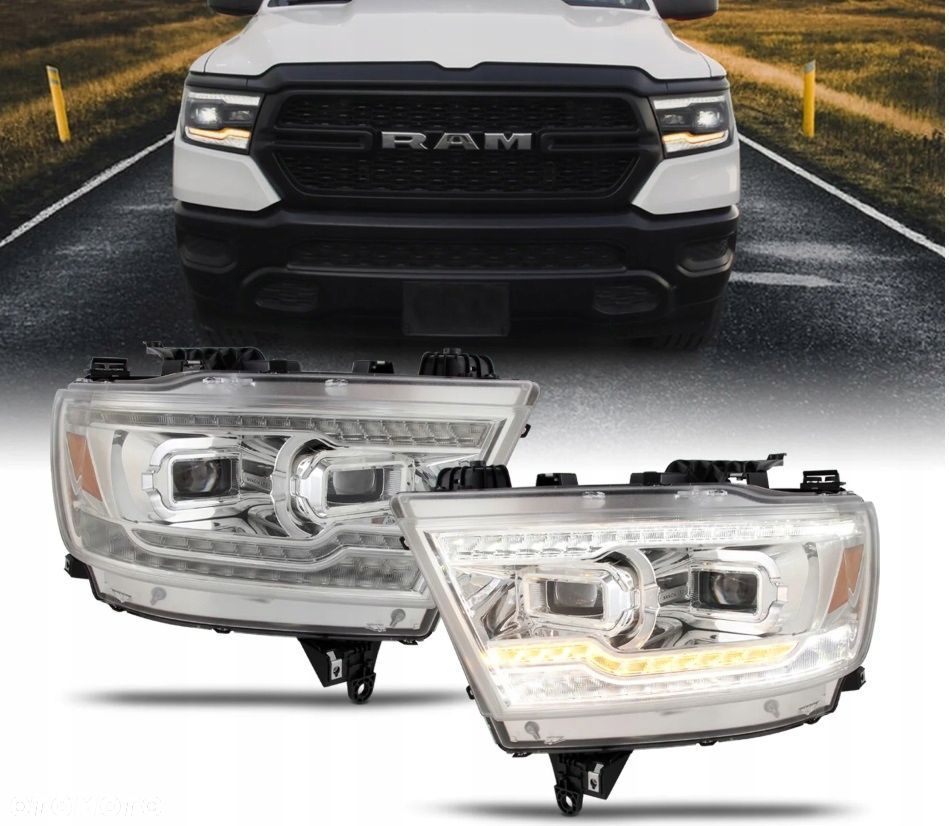Reflektory Lampy kpl Full LED Soczewki Chrom Clear Dodge Ram V 5 1500 19-24 - 3