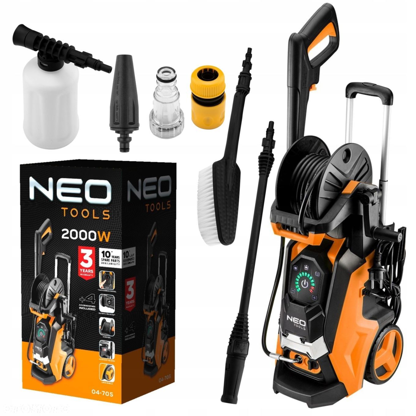 NEO MYJKA CIŚNIENIOWA 2000W CIŚNIENIE 150 BAR WĄŻ ZESTAW AKCESORIÓW 04-705 - 1