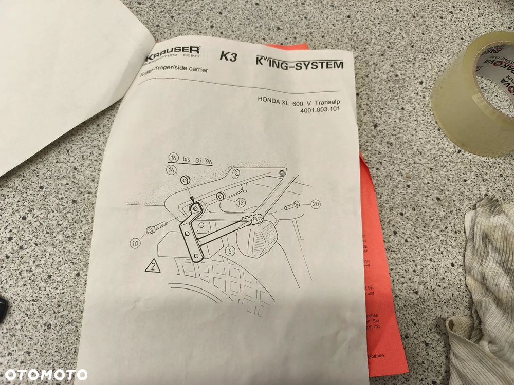 Stelaż kufrów bocznych Krauser K3 Honda XL 600 XL600 Transalp 600 XRV 750 XRF750 Africa Twin 750 - 10