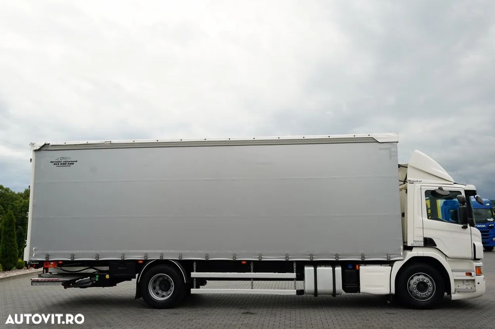 Scania P 320 / SOLO / CORTINĂ - 8.5 M / 4X2 / DHOLLANDIA LIFT / PODEA REZISTENTĂ / EURO 6 - 7