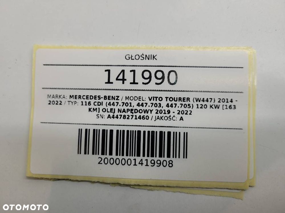 GŁOŚNIK MERCEDES VITO W447 A4478271460 2016 EUROPA - 9
