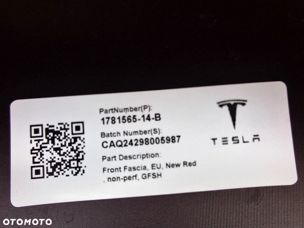 TESLA MODEL 3 LIFT HIGHLAND 23- ZDERZAK PRZÓD PRZEDNI ORYG. 1781565-14-B WYSYŁKA 24H - 14