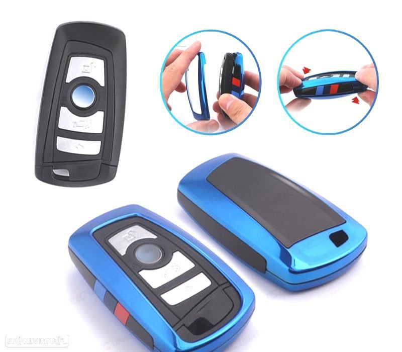 CAPA DE CHAVE BMW QUADRADA AZUL - 1