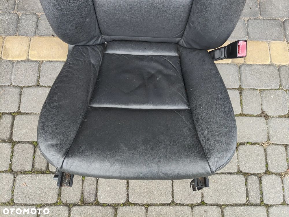 BMW E60 E61 Fotel prawy pasażera Skórzany Grzany Czarny - 3