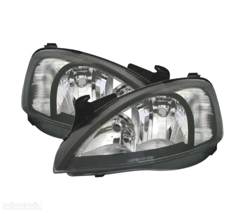 FARÓIS FRONTAIS PARA OPEL CORSA C FUNDO PRETO - 1