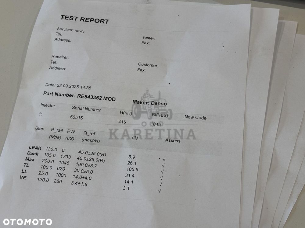 John Deere 9.0L HPCR RE543352 Wtryskiwacz Wtryskiwacze 095000-0610 RE543605 0610 PO REGENERACJI - 5