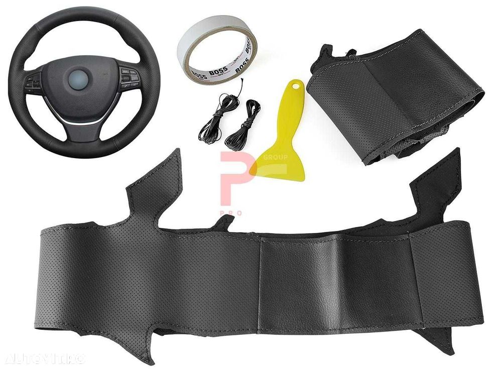 Husa volan piele negru 38 cm.BMW F10 – 5&7 Seria - 1