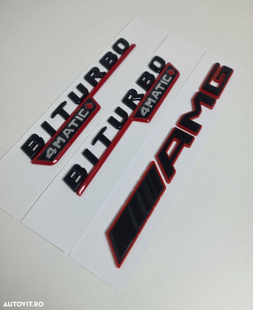 Pachet-Set-Embleme-Sigle-Logo-Stema-Bicolore-Mercedes-AMG+V8-Biturbo-Turbo-4Matic+-Aripi-GLE-C-E-CLS - 3