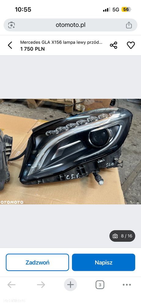 Mercedes Gla x156 maska błotnik lewy przód prawy przód błotniki - 10