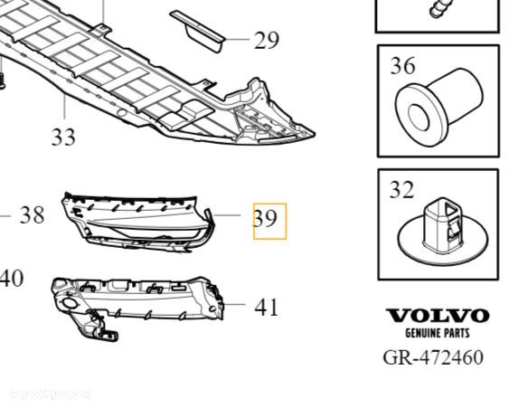 VOLVO V90CC prawa atrapa halogenu kratka zderzak przod OE 31449195 - 3