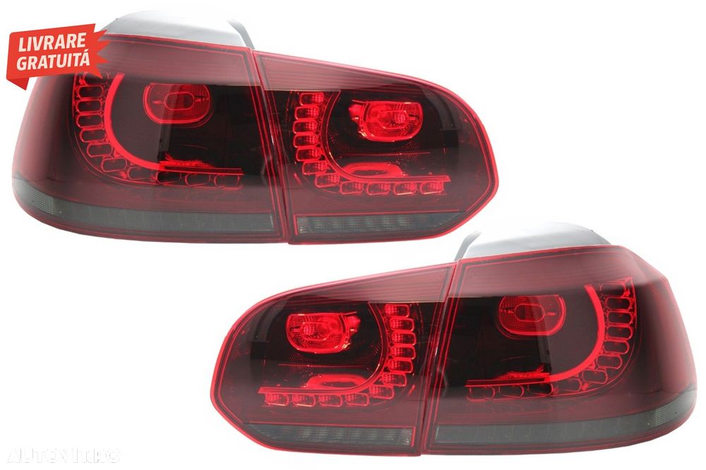 Stopuri Full LED VW Golf 6 VI (2008-2013) R20 Design Rosu Fumuriu cu Semnal Dinami- livrare gratuita - 3